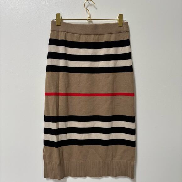 BURBERRY Icon Stripe Merino Wool Skirt Size Small NWOT - Picture 3 of 8
